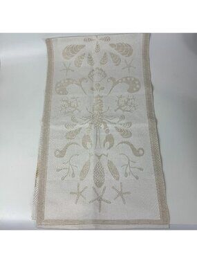Ekelund Beige Sea Life Cotton Linen Table Runner 15 x 26 Neutrals